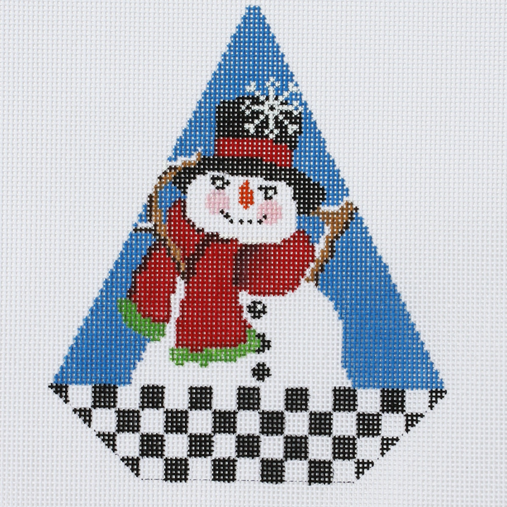 Shelly Tribbey Designs TR13 Checked Snowman Triangle Christmas Ornamen ...
