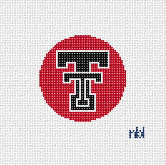 Needlepoint by Laura Texas Tech 4" logo Round