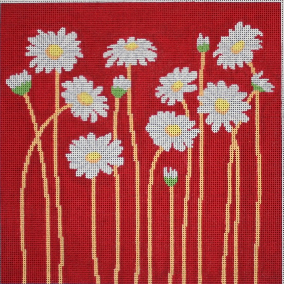 A Stitch In Time ASIT055 Daisies on Red