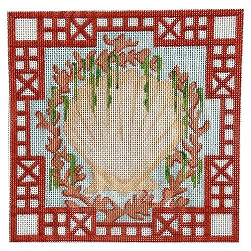 Kate Dickerson ALCN-02 Chinoiserie Letter Shell Coral and Seaweed