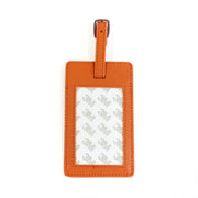 Bradley Needlepoint Orange Leather Bag Tag
