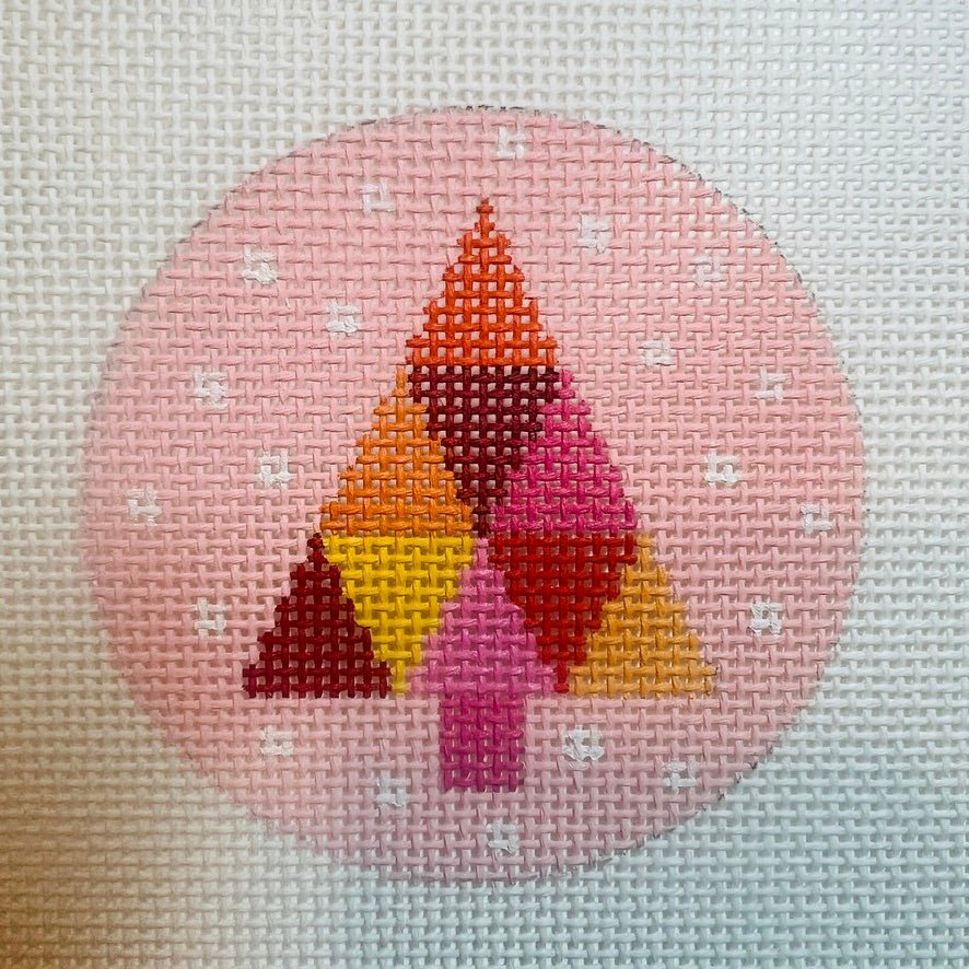 Stitch It's SI-240R -Multicolored Tree on Pink Round