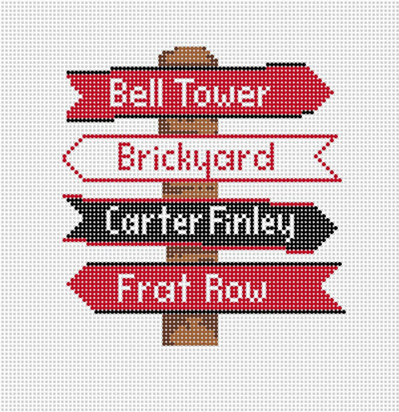 Needlepoint by Laura North Carolina State College Icon Destination Sign