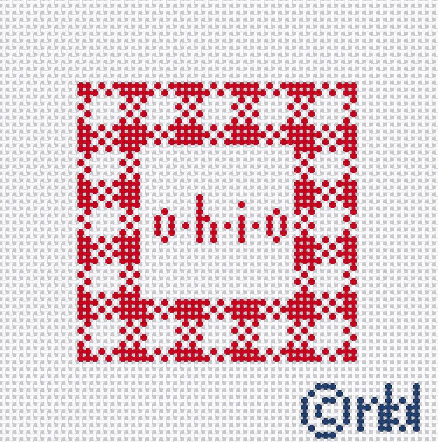 Needlepoint by Laura Ohio State Gingham Mini Square 2.2