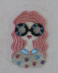 Sew Much Fun Lady with large glasses and stitch guide