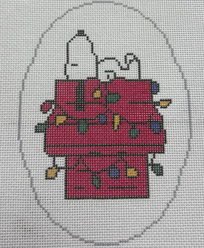 Officially Needlepoint Snoopy on Doghouse Oval