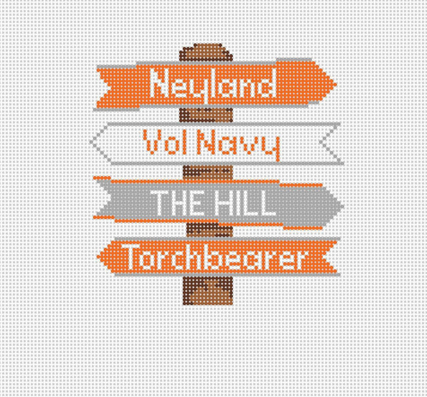 Needlepoint by Laura Tennessee College Icon Destination Sign