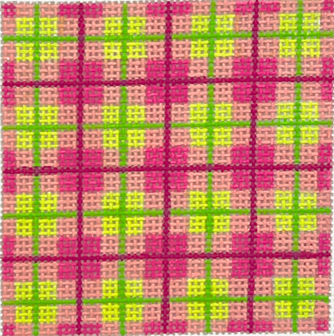 Kate Dickerson INSSQ3-01 3&quot; Square Madras - pinks and limes