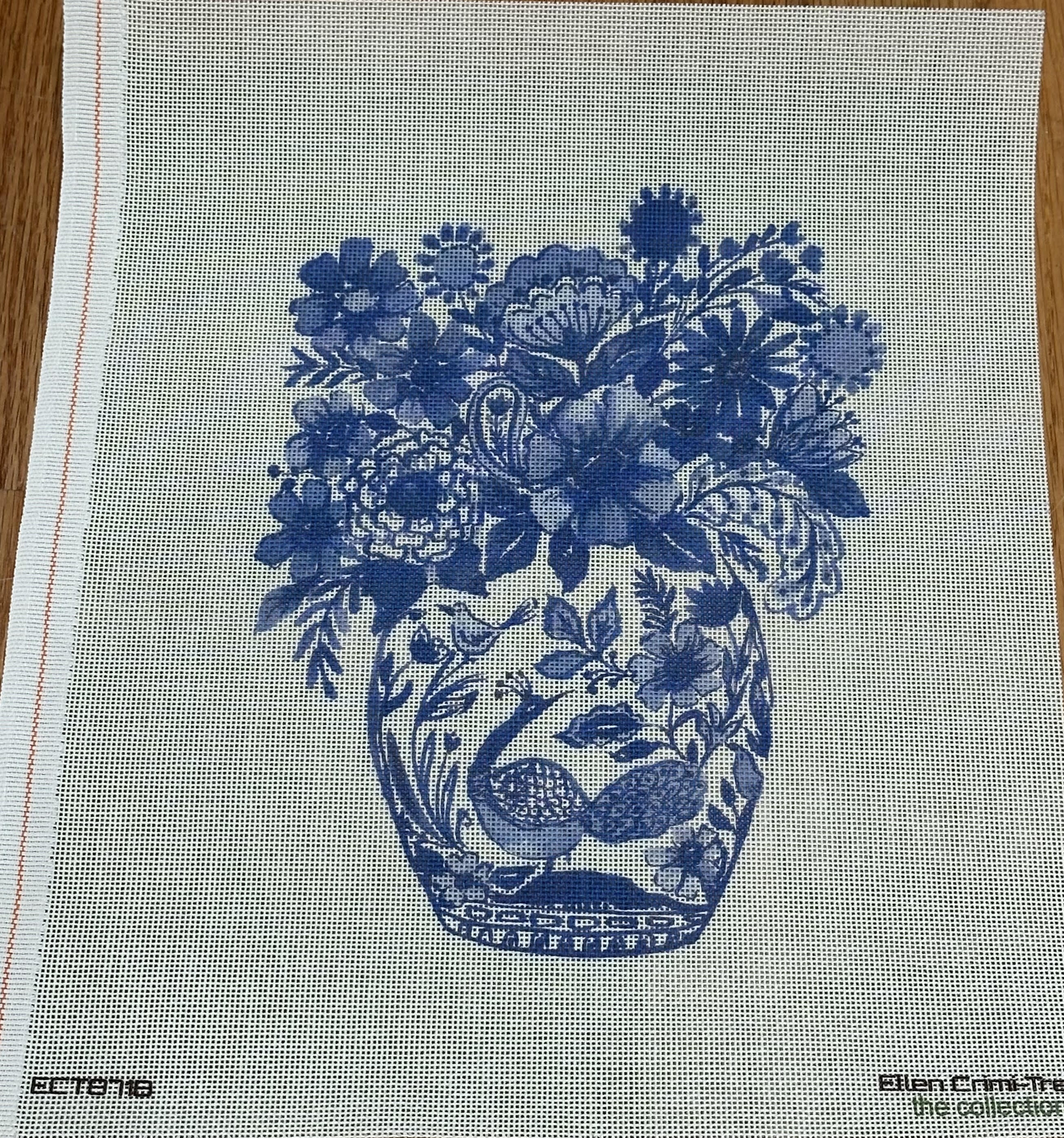 The Collection Ellen Crimi-Trent ECT871b Blue Vase with Blue Flowers