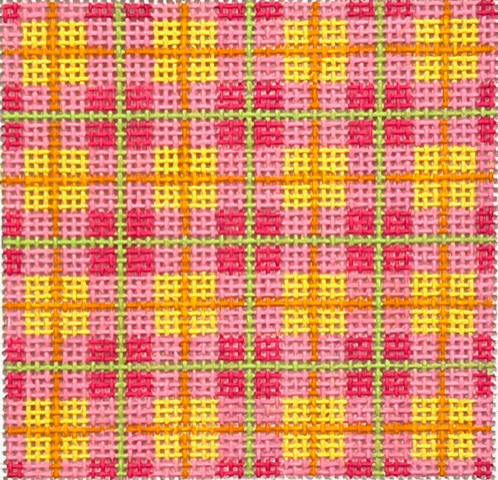 Kate Dickerson INSSQ3-11 3&quot; Square madras plaid watermelon, canteloupe &amp; honeydew