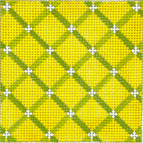 Kate Dickerson INSSQ3-13 3&quot; Square Criss Cross Grid - Limes on Yellow