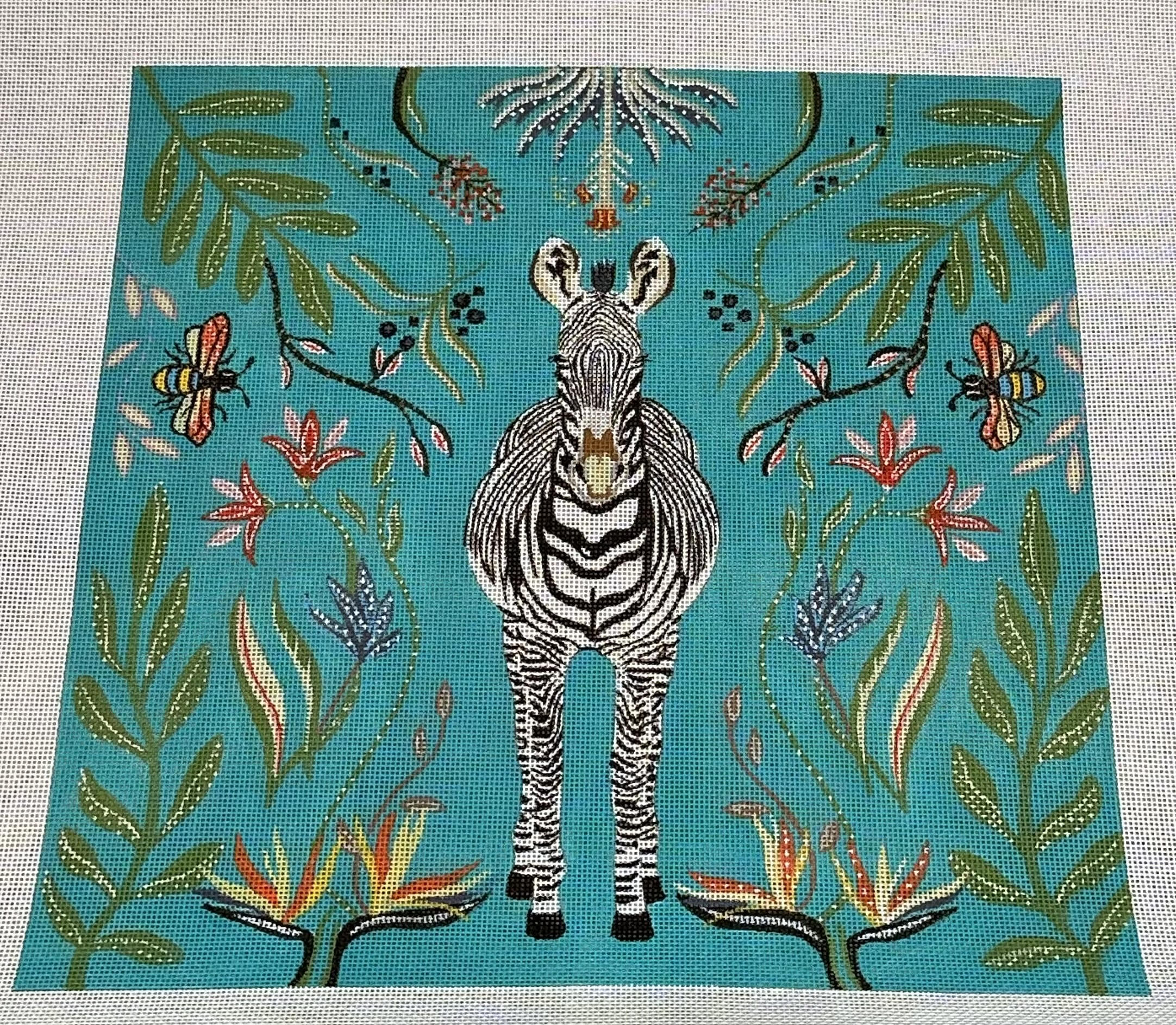 Anne Thomsen AT105EA Zebra - Turq/Green Background