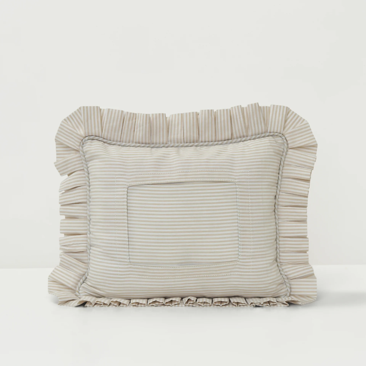 What's The Stitch Neutral Gingham Self Finishing Pillow