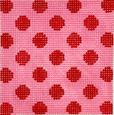 Kate Dickerson INSSQ3-05 3&quot; Square Polka Dots - Red on Pink