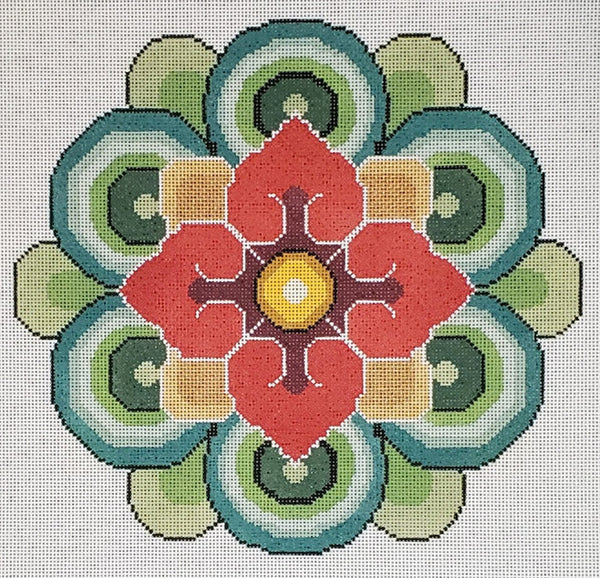 Laura Love LL-PW-18A Mandala Flower Red/Gold – Stitch by Stitch