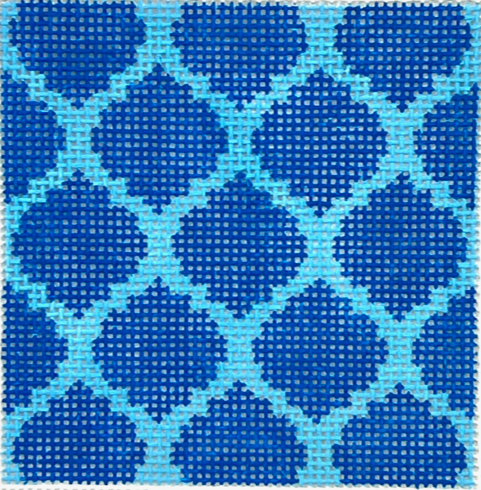 Kate Dickerson INSSQ3-06 3&quot; Square Quatrefoils - royal blue on light blue