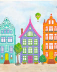 Kate Dickerson PL-534 Colorful Row Houses with Balloons