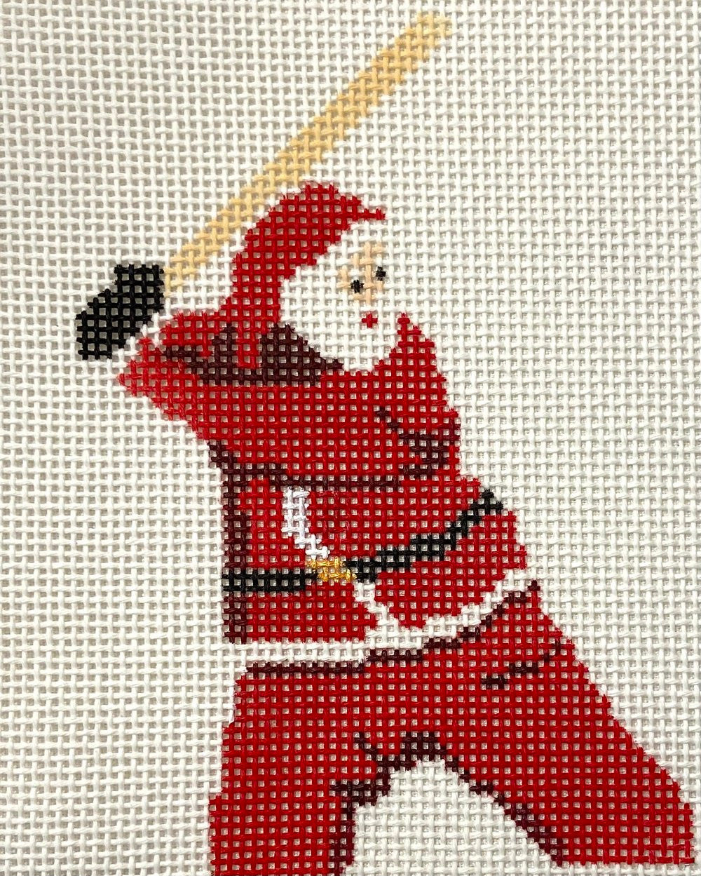Ann Kaye AOK18 Baseball Santa on 13 mesh