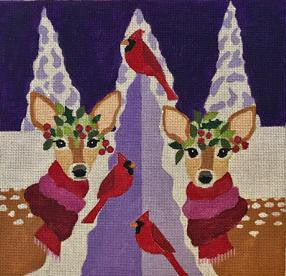 Melissa Prince H-261 Two Fawns and Cardinals