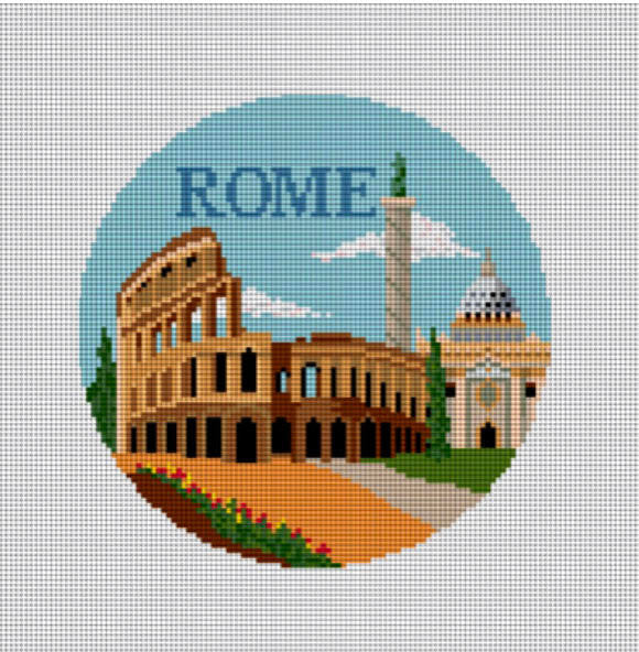Needlepaint Handpainted Rome Ornament