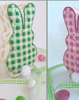 Silver Stitch Needlepoint Gingham Bunny - Green