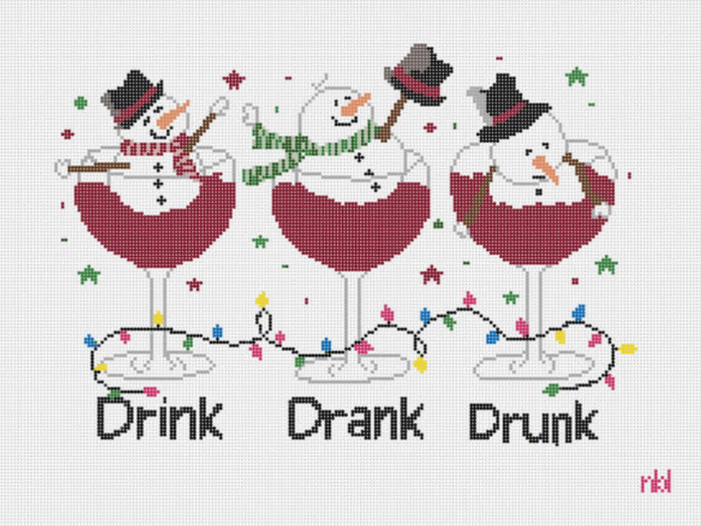 Needlepoint by Laura Drink Drank Drunk