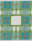 Lauren Bloch IS-02 Turquoise Plaid 3x3" Square Insert - w/ Letter