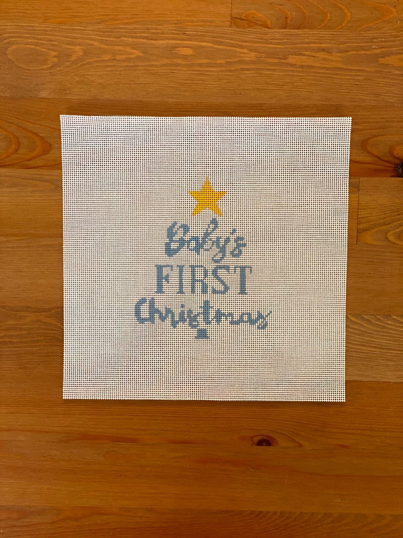 Ziggy Stitches Baby&#39;s First Christmas Tree Blue