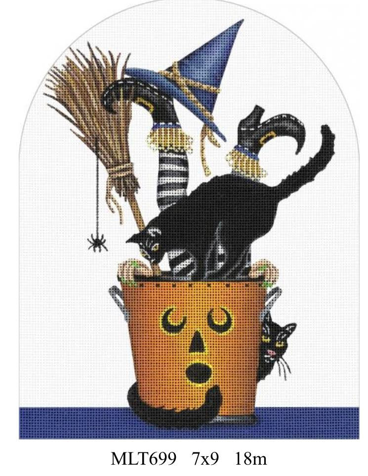 Melissa Shirley MLT699 Black Cat Pumpkin Bucket