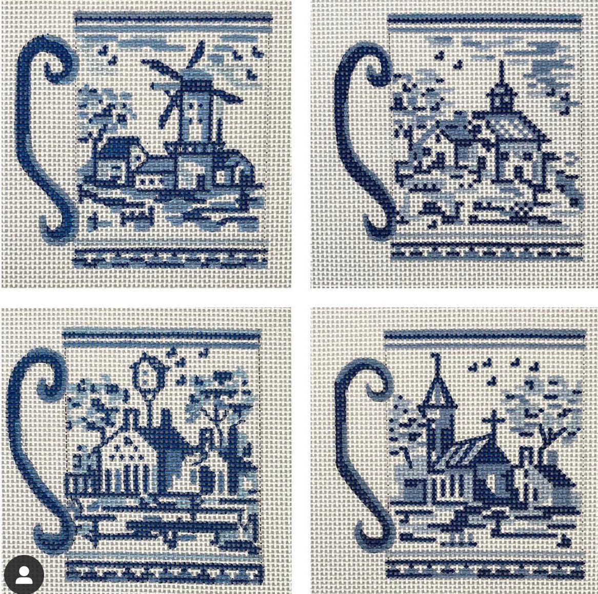 Plum Stitchery Delft Landscape Coasters - 4 Coasters