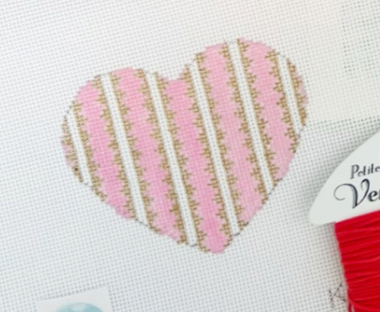 Atlantic Blue Heart with diamond stripes in pink