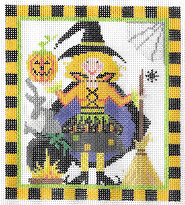 Halloween Ghost Autumn handpainted 3.5 18 mesh Needlepoint Canvas Kelly  Clark